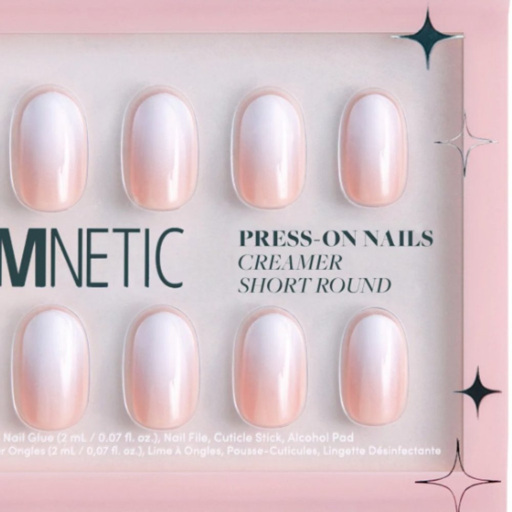 Glamnetic- TWO (2) sets press on nails new in box. "Silver Lining" and "Creamer"